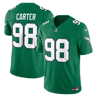 Men's Nike Jalen Carter Kelly Green Philadelphia Eagles Alternate Vapor F.U.S.E. Stitched Limited Jersey