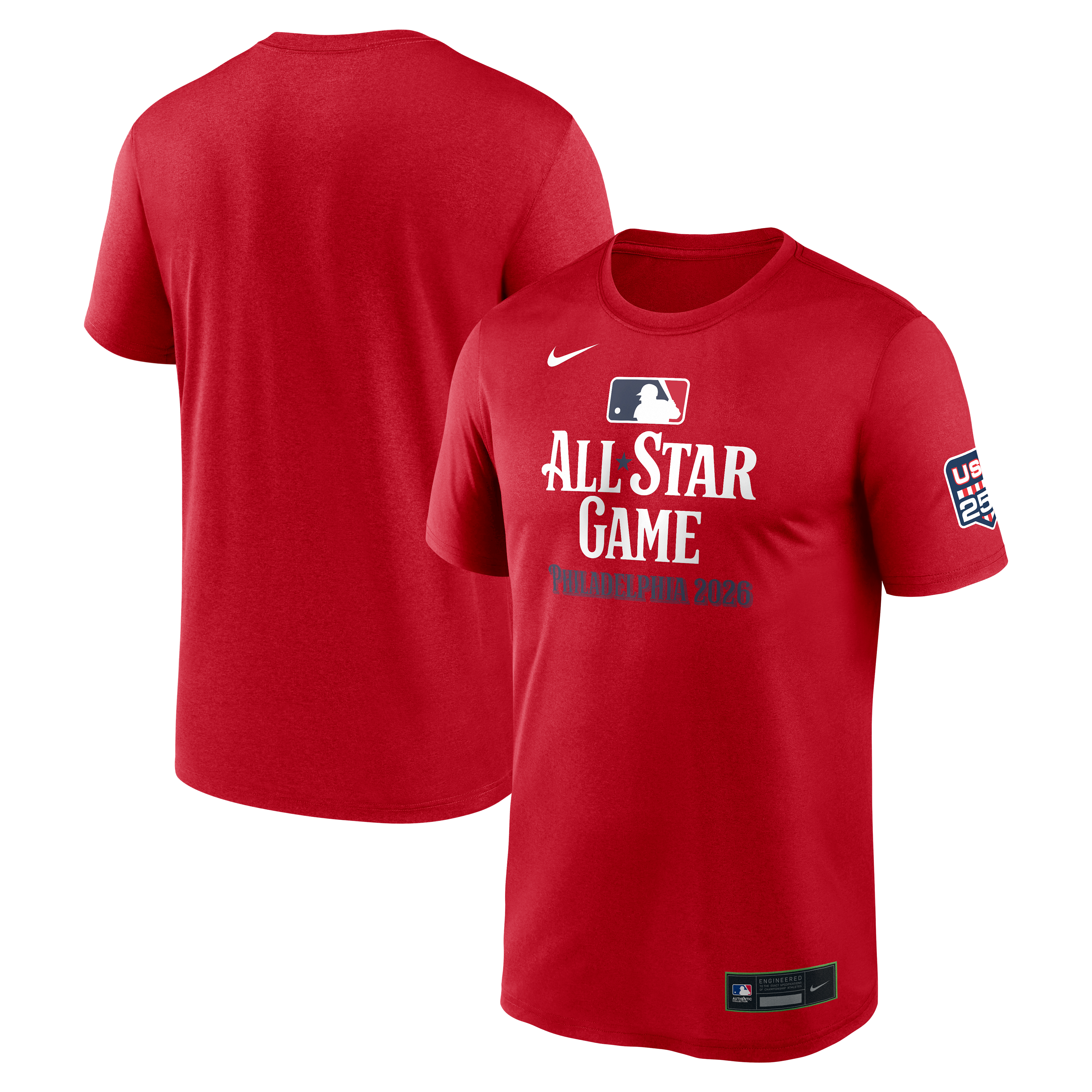 Men's Nike Red 2026 MLB All-Star Game Authentic Collection USA 250 Legend Dri-FIT T-Shirt