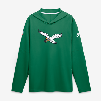 Men's Nike Kelly Green Philadelphia Eagles Sideline Alternate Lightweight Long Sleeve Hooded Dri-FIT T-Shirt