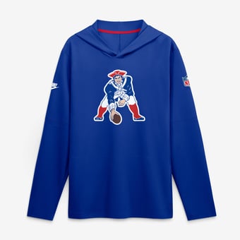 Men's Nike Royal New England Patriots Sideline Alternate Lightweight Long Sleeve Hooded Dri-FIT T-Shirt