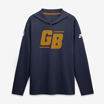 Men's Nike Navy Green Bay Packers Sideline Alternate Lightweight Long Sleeve Hooded Dri-FIT T-Shirt