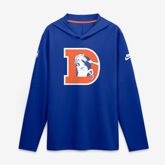 Men's Nike Royal Denver Broncos Sideline Alternate Lightweight Long Sleeve Hooded Dri-FIT T-Shirt