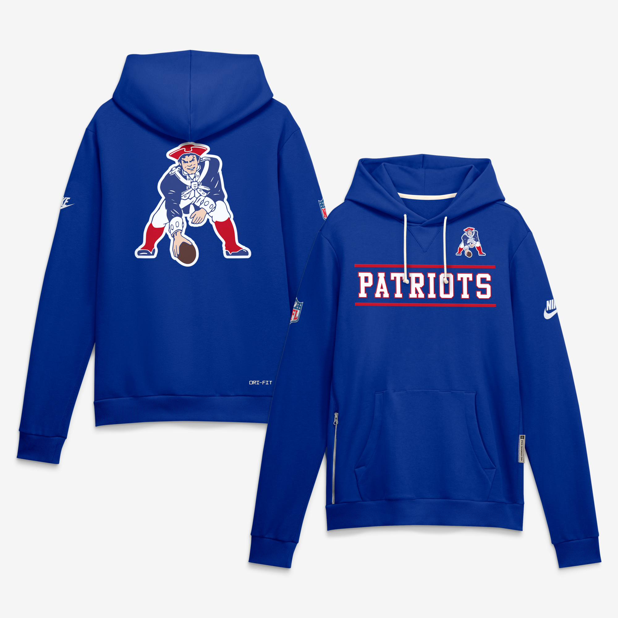 Men's Nike Royal New England Patriots Standard Issue Replay Officials Alternate Dri-FIT Hoodie