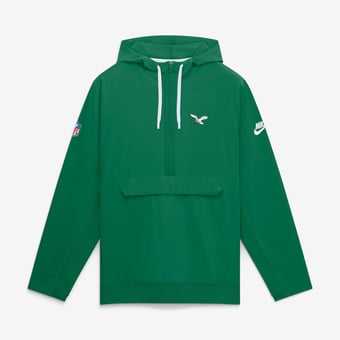 Men's Nike Kelly Green Philadelphia Eagles Sideline Broken Rules Alternate Anorak Half-Zip Hooded Jacket