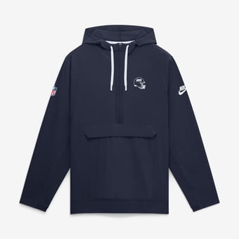 Men's Nike Navy New York Giants Sideline Broken Rules Alternate Anorak Half-Zip Hooded Jacket