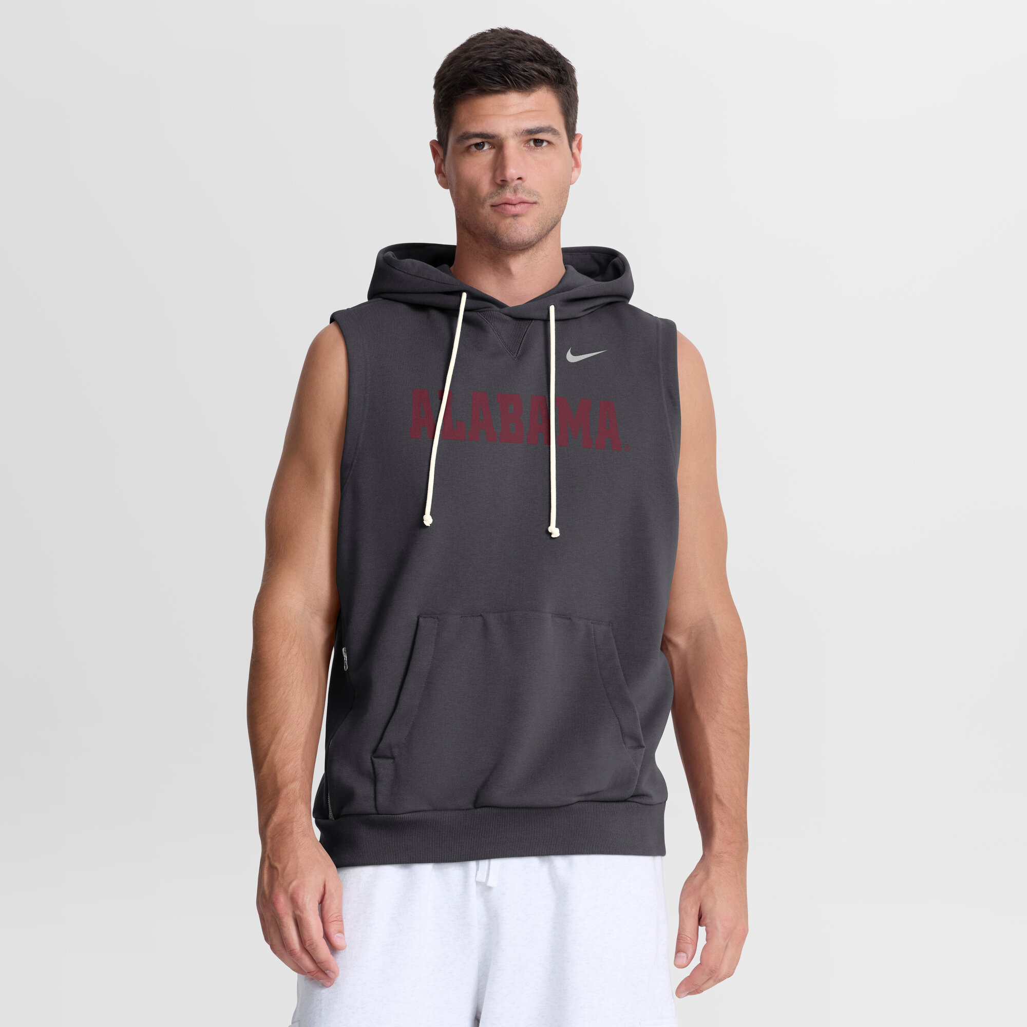 Men’s Nike Anthracite Alabama Crimson Tide 2026 Sideline Sleeveless Dri-FIT Hoodie Men’s Nike Anthracite Alabama Crimson Tide 2026 Sideline Sleeveless Dri-FIT Hoodie