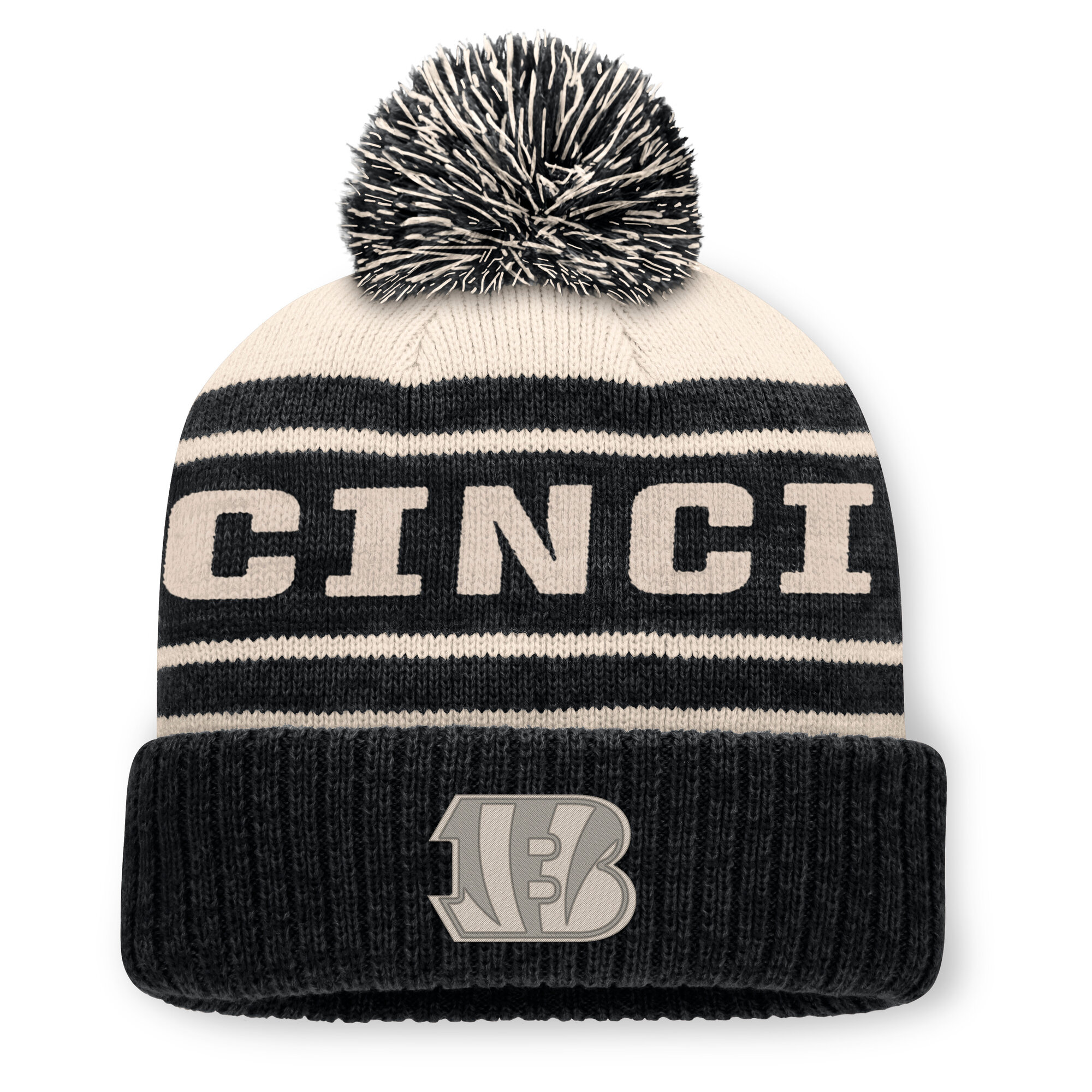 Men's Fanatics Black Cincinnati Bengals Cuffed Knit Hat with Pom