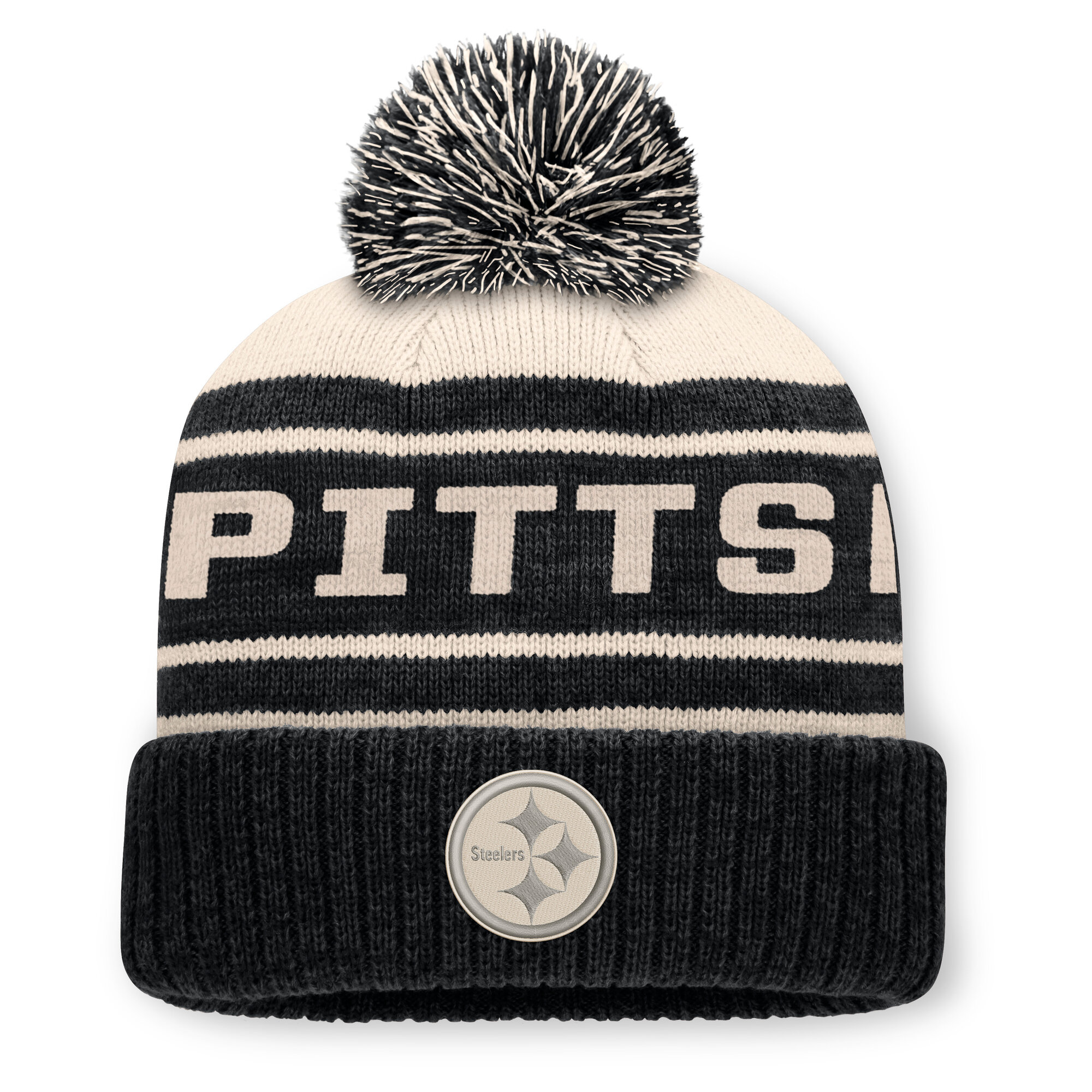 Men's Fanatics Black Pittsburgh Steelers Cuffed Knit Hat with Pom