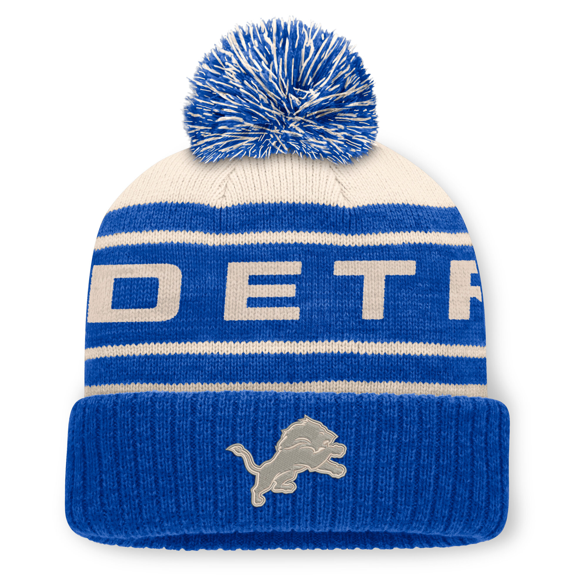 Men's Fanatics Blue Detroit Lions Cuffed Knit Hat with Pom