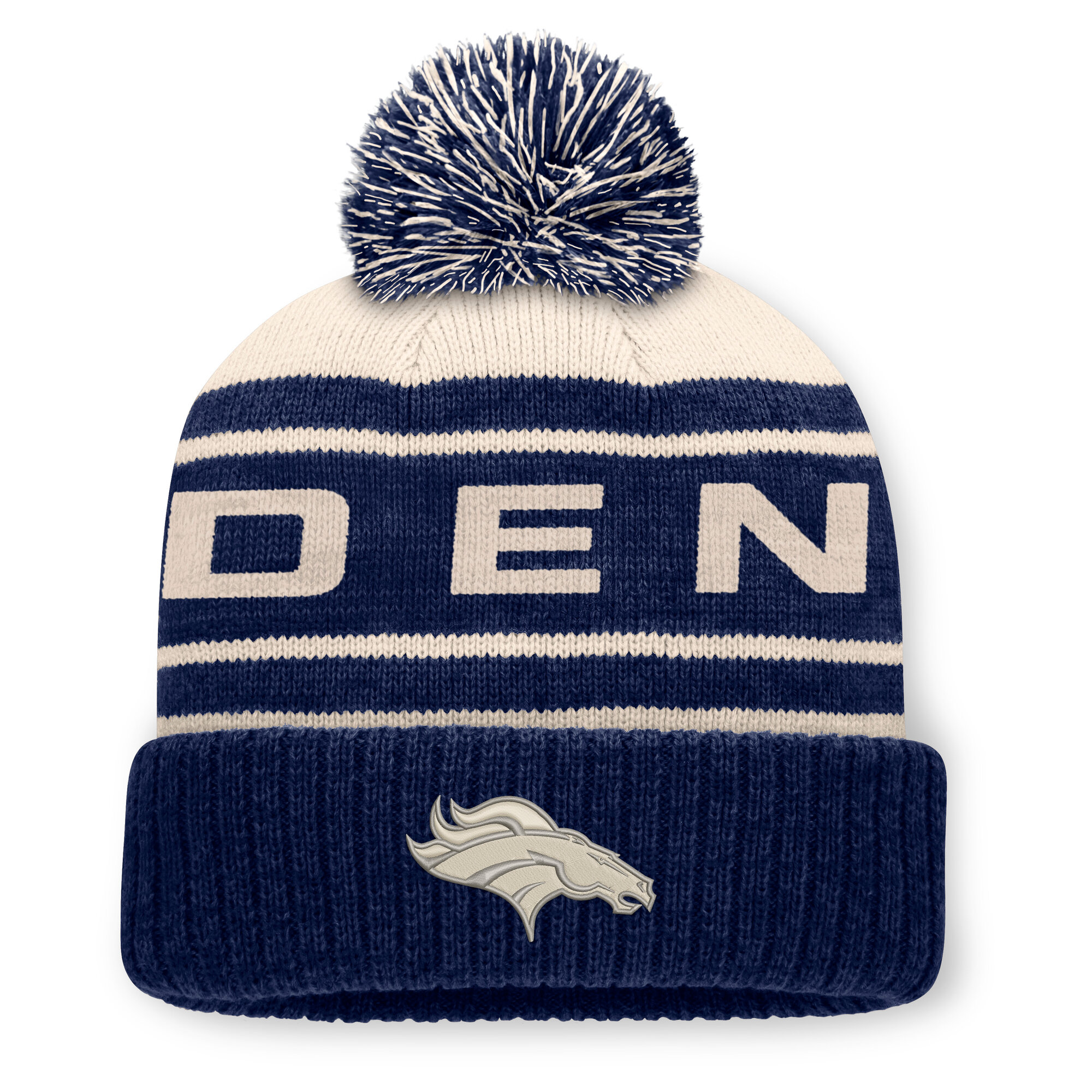 Men's Fanatics Navy Denver Broncos Cuffed Knit Hat with Pom