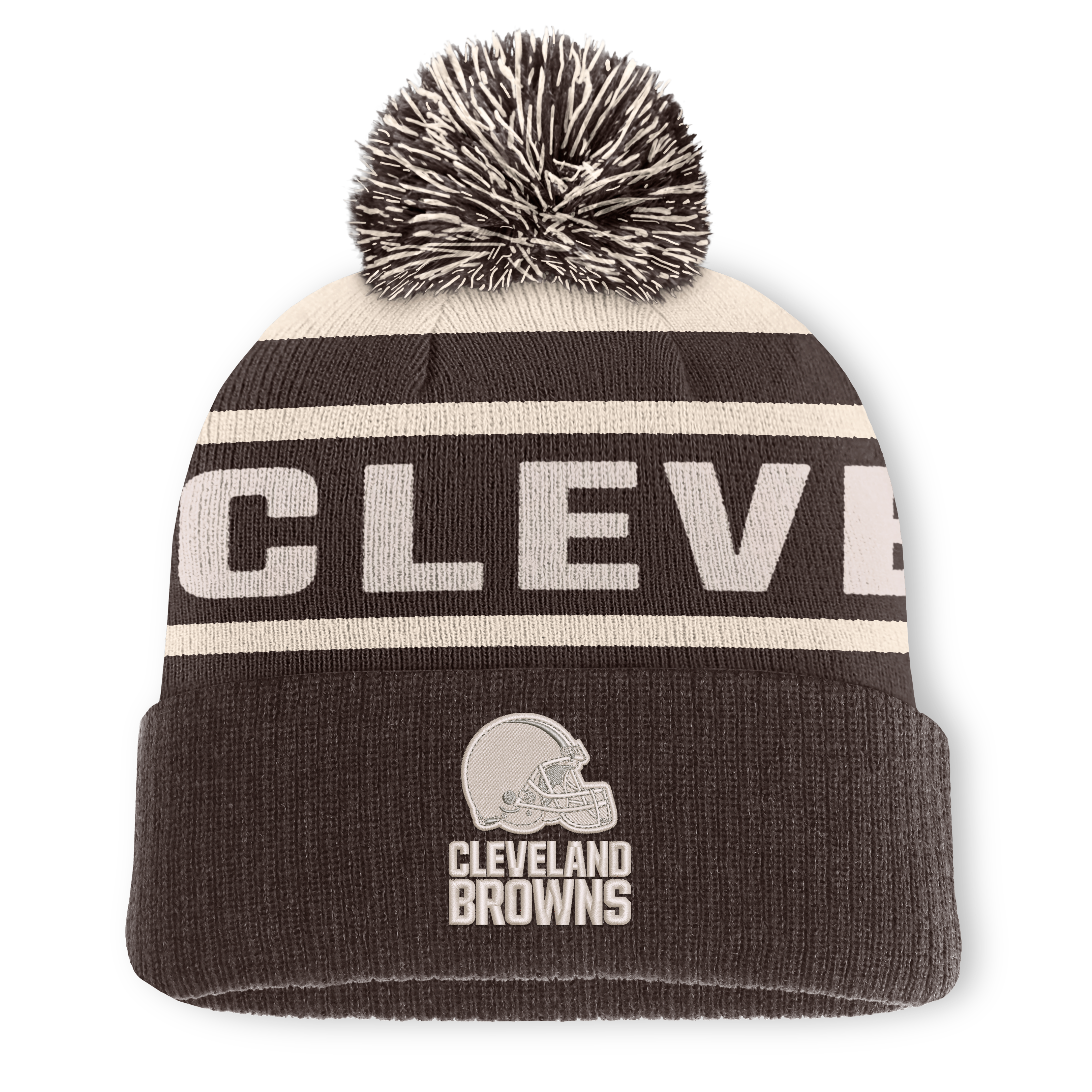 Men’s Fanatics Brown Cleveland Browns Cuffed Knit Hat with Pom Men’s Fanatics Brown Cleveland Browns Cuffed Knit Hat with Pom