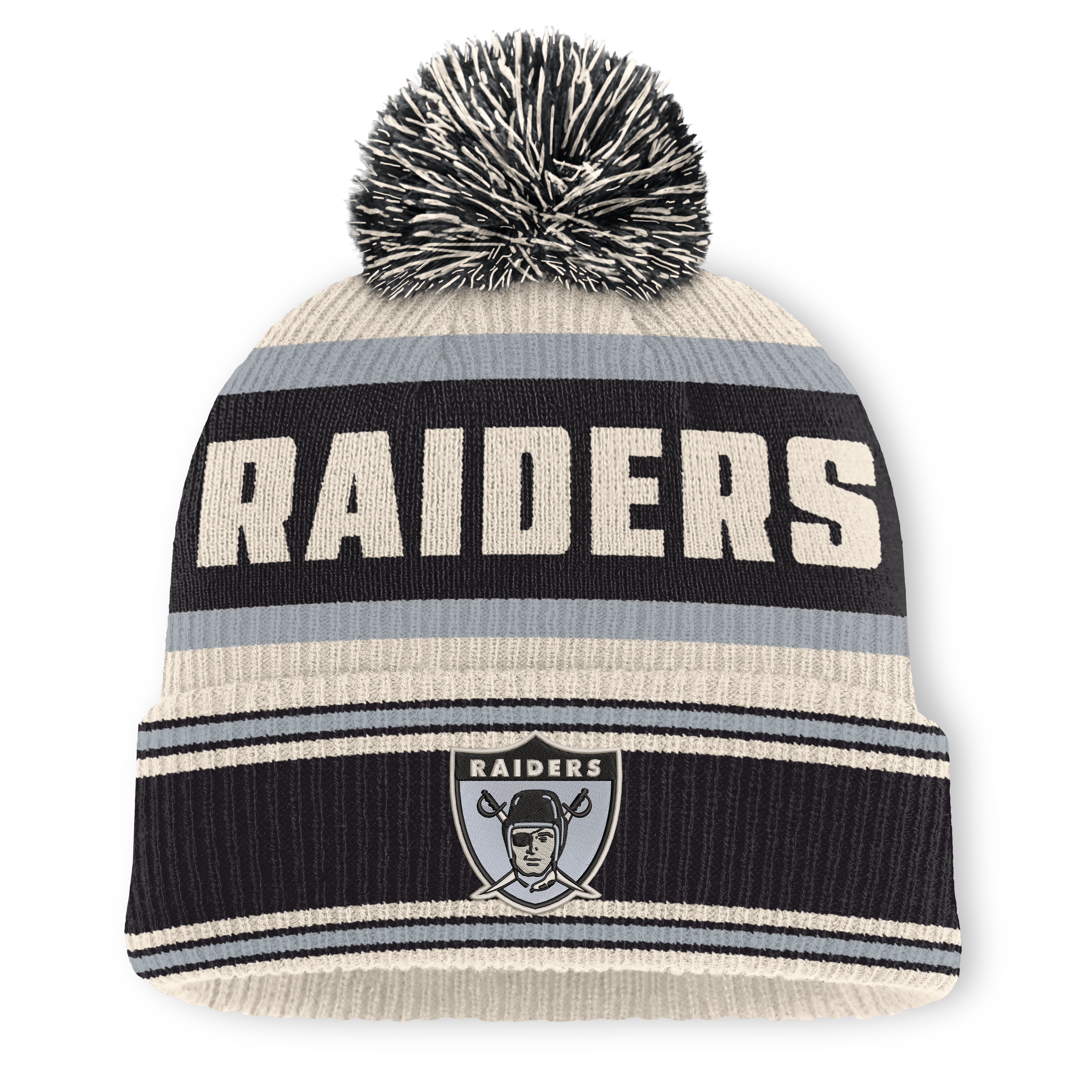 Men's Fanatics Black Las Vegas Raiders Heritage Parcel Cuffed Knit Hat with Pom