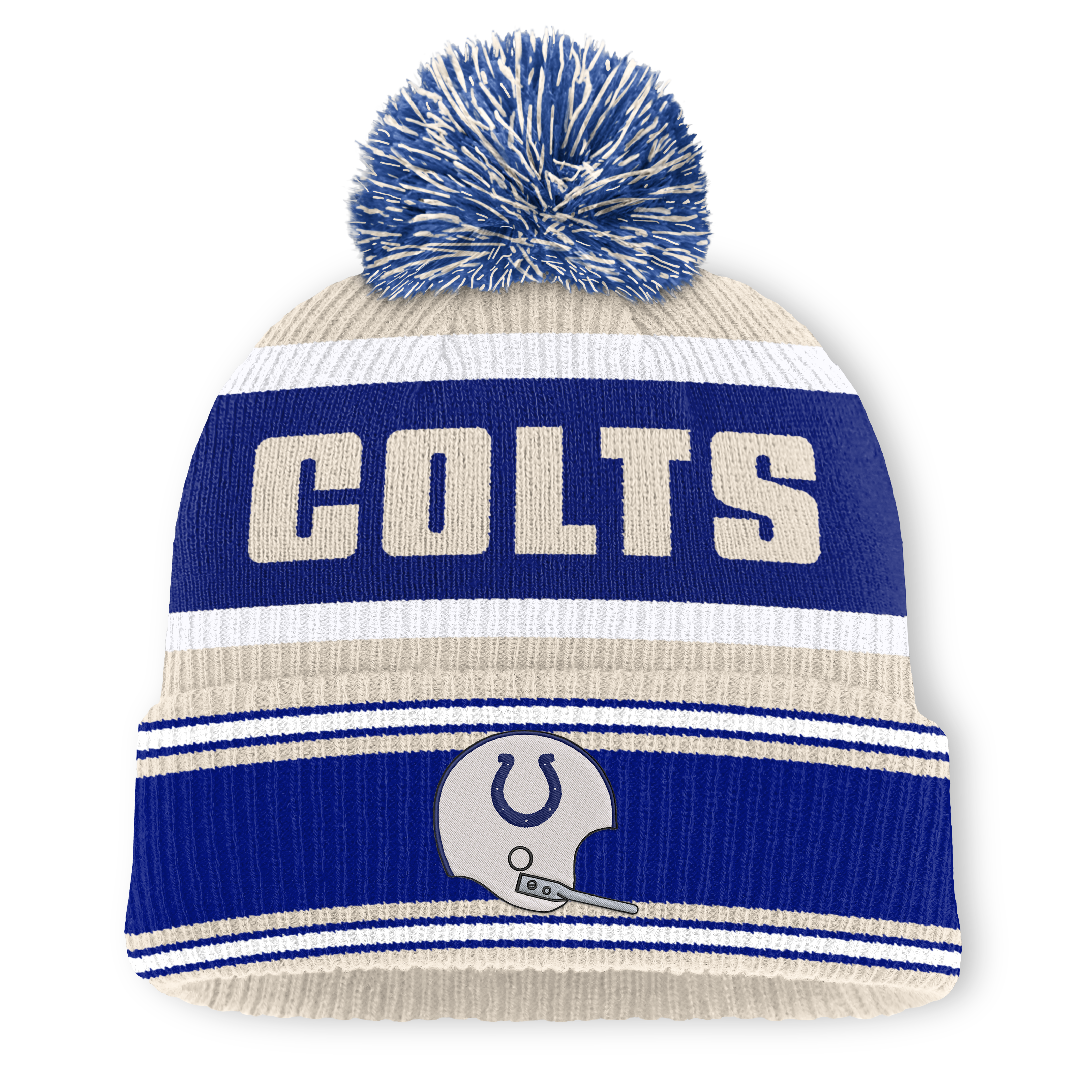 Men's Fanatics Royal Indianapolis Colts Heritage Parcel Cuffed Knit Hat with Pom
