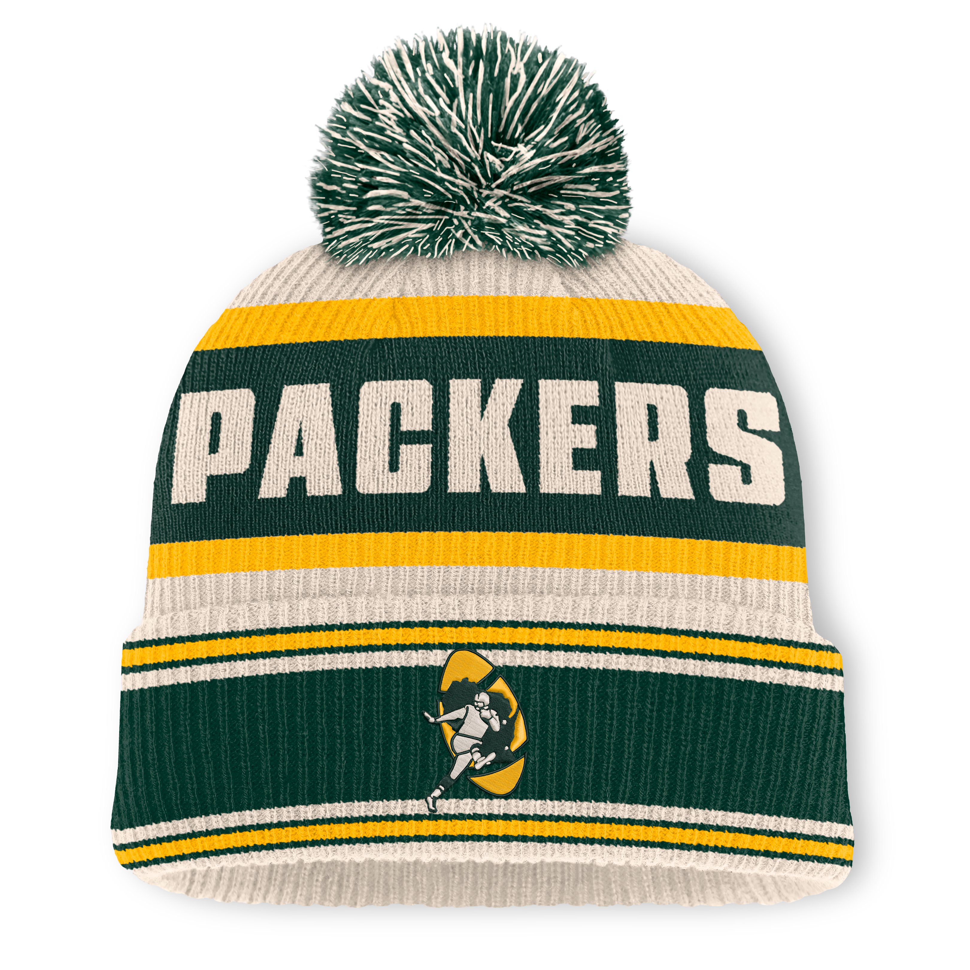 Men’s Fanatics Green Green Bay Packers Heritage Parcel Cuffed Knit Hat with Pom Men’s Fanatics Green Green Bay Packers Heritage Parcel Cuffed Knit Hat with Pom