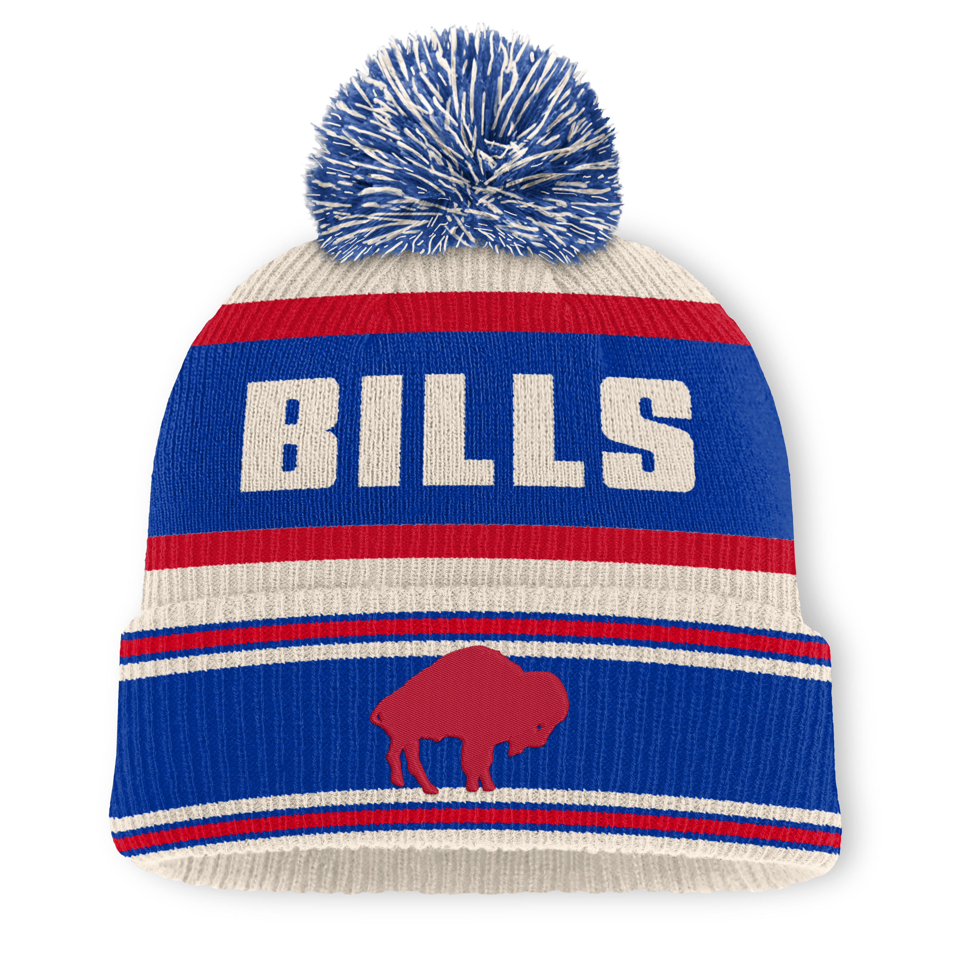 Men's Fanatics Royal Buffalo Bills Heritage Parcel Cuffed Knit Hat with Pom