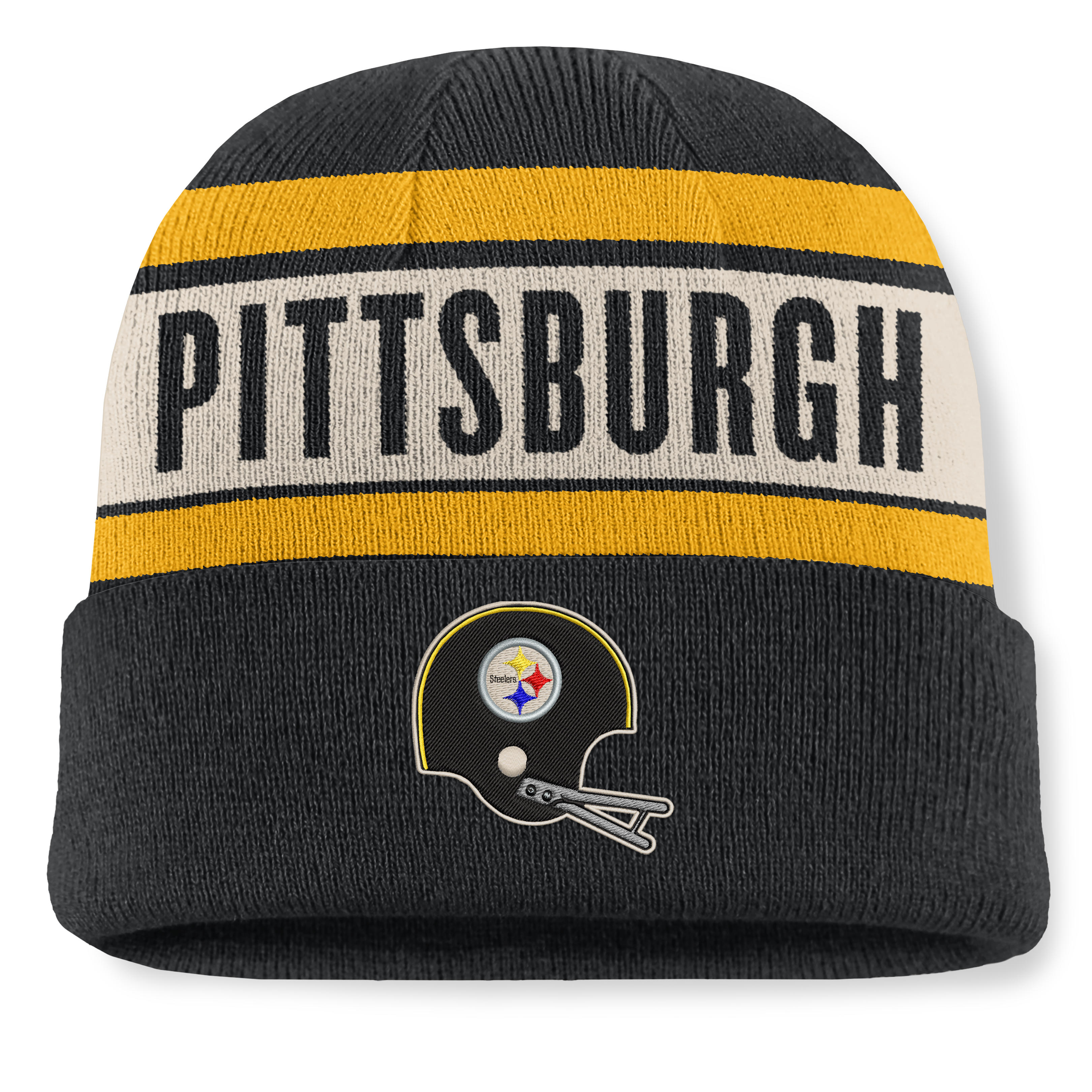 Men's Fanatics Black Pittsburgh Steelers Chip Pass Cuffed Knit Hat