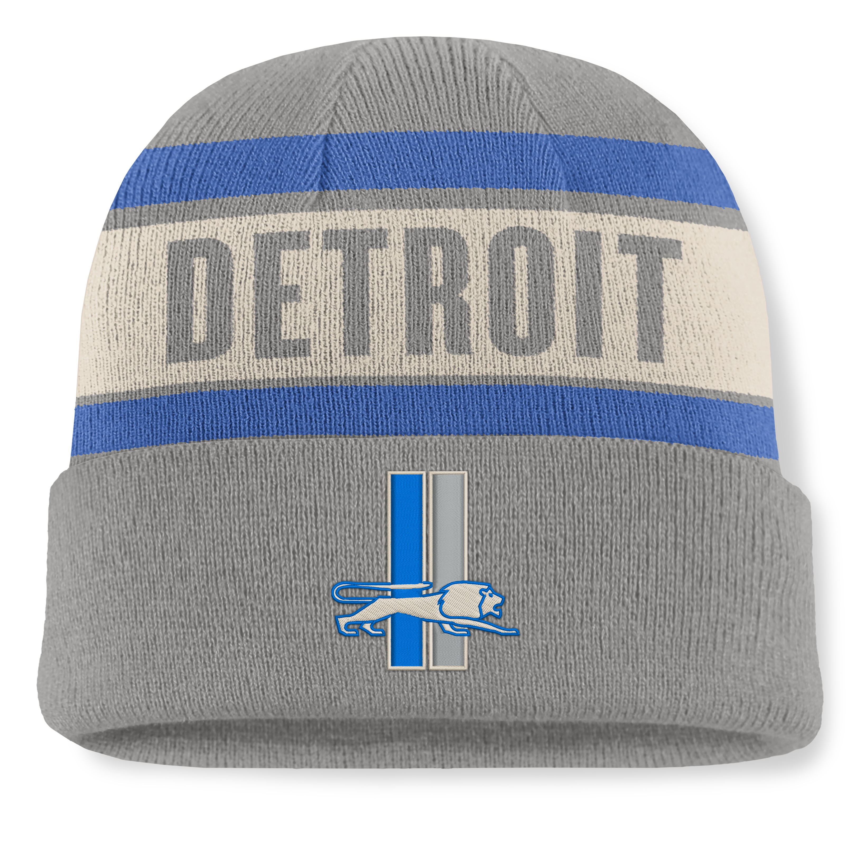 Men's Fanatics Gray Detroit Lions Chip Pass Cuffed Knit Hat