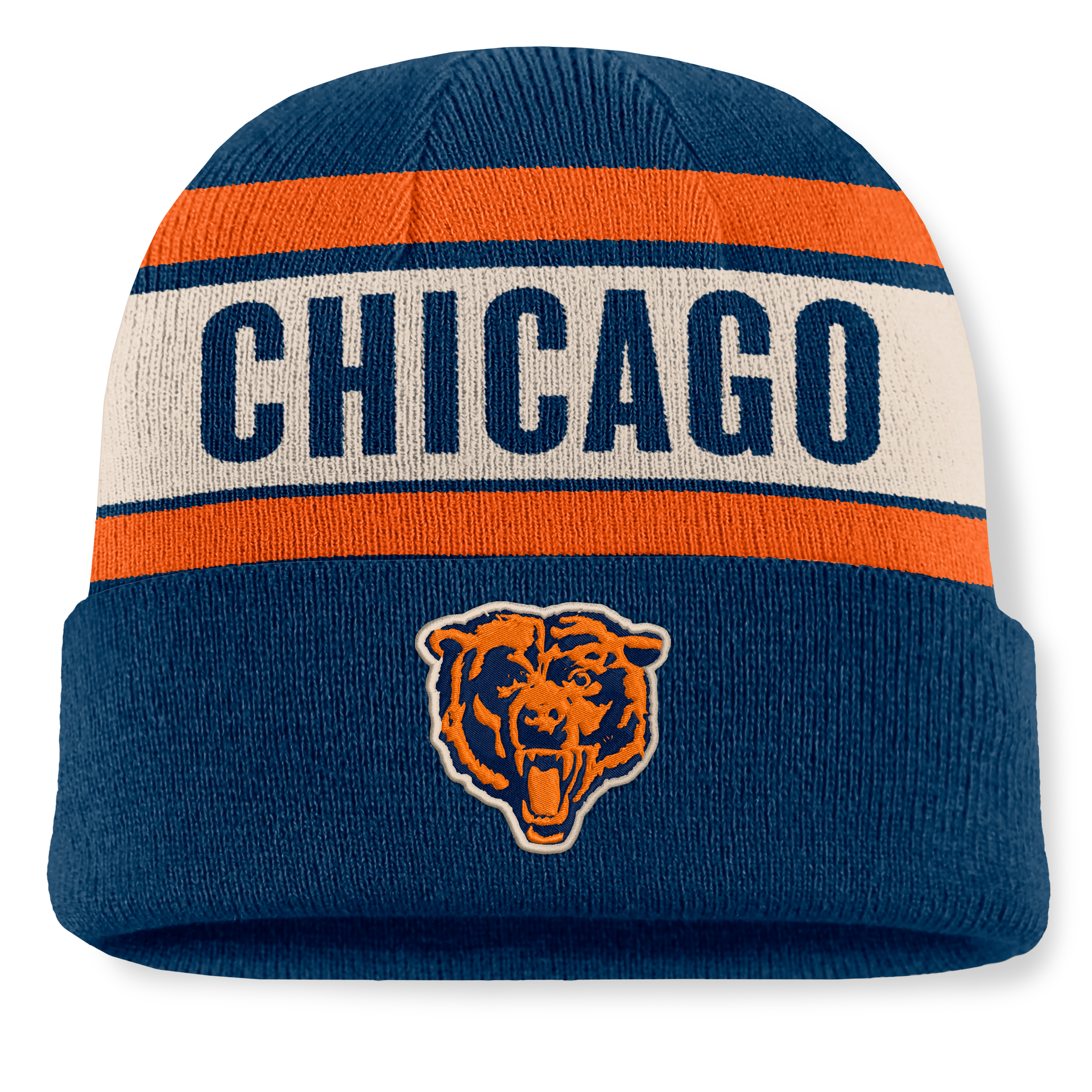 Men’s Fanatics Navy Chicago Bears Chip Pass Cuffed Knit Hat