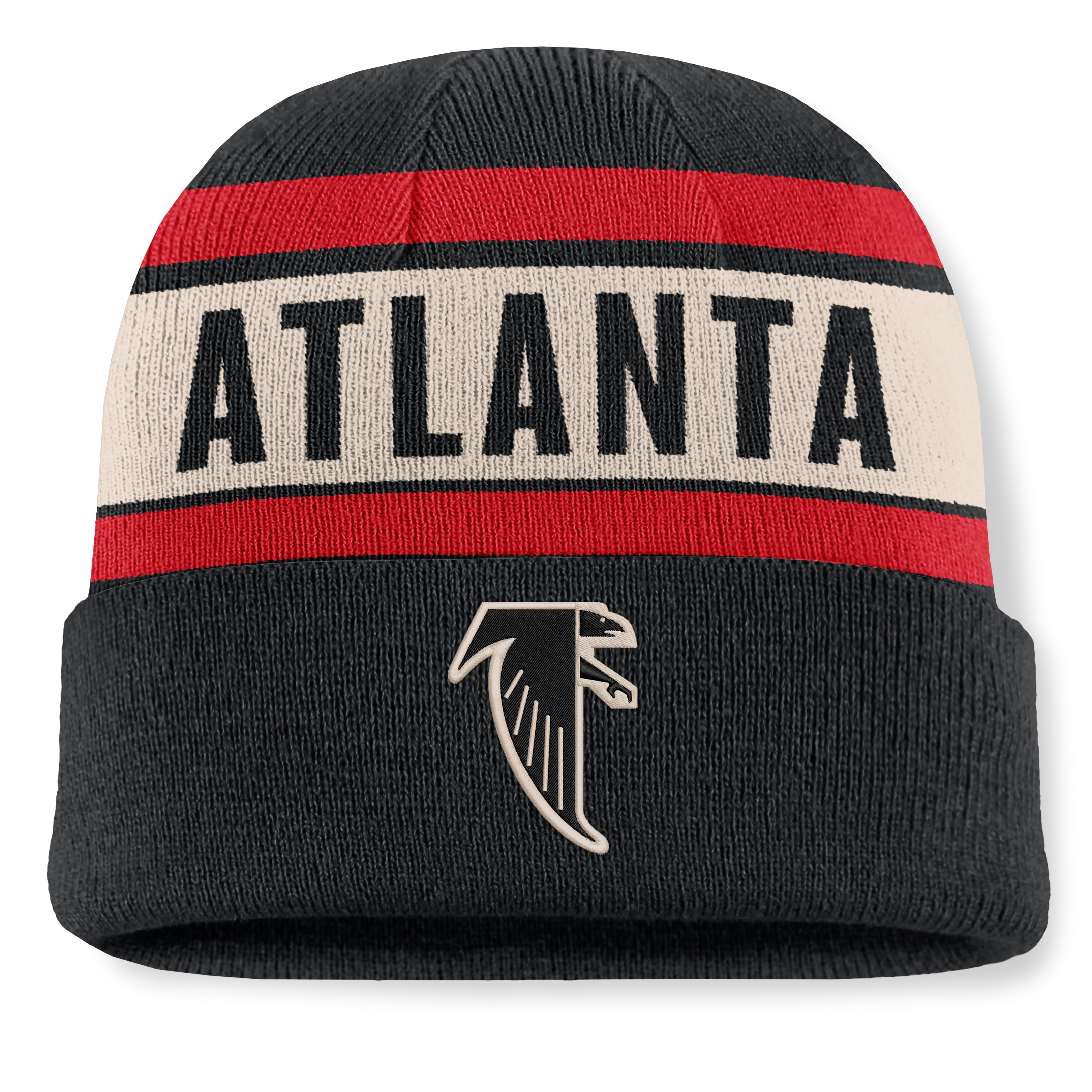 Men’s Fanatics Black Atlanta Falcons Chip Pass Cuffed Knit Hat Men’s Fanatics Black Atlanta Falcons Chip Pass Cuffed Knit Hat
