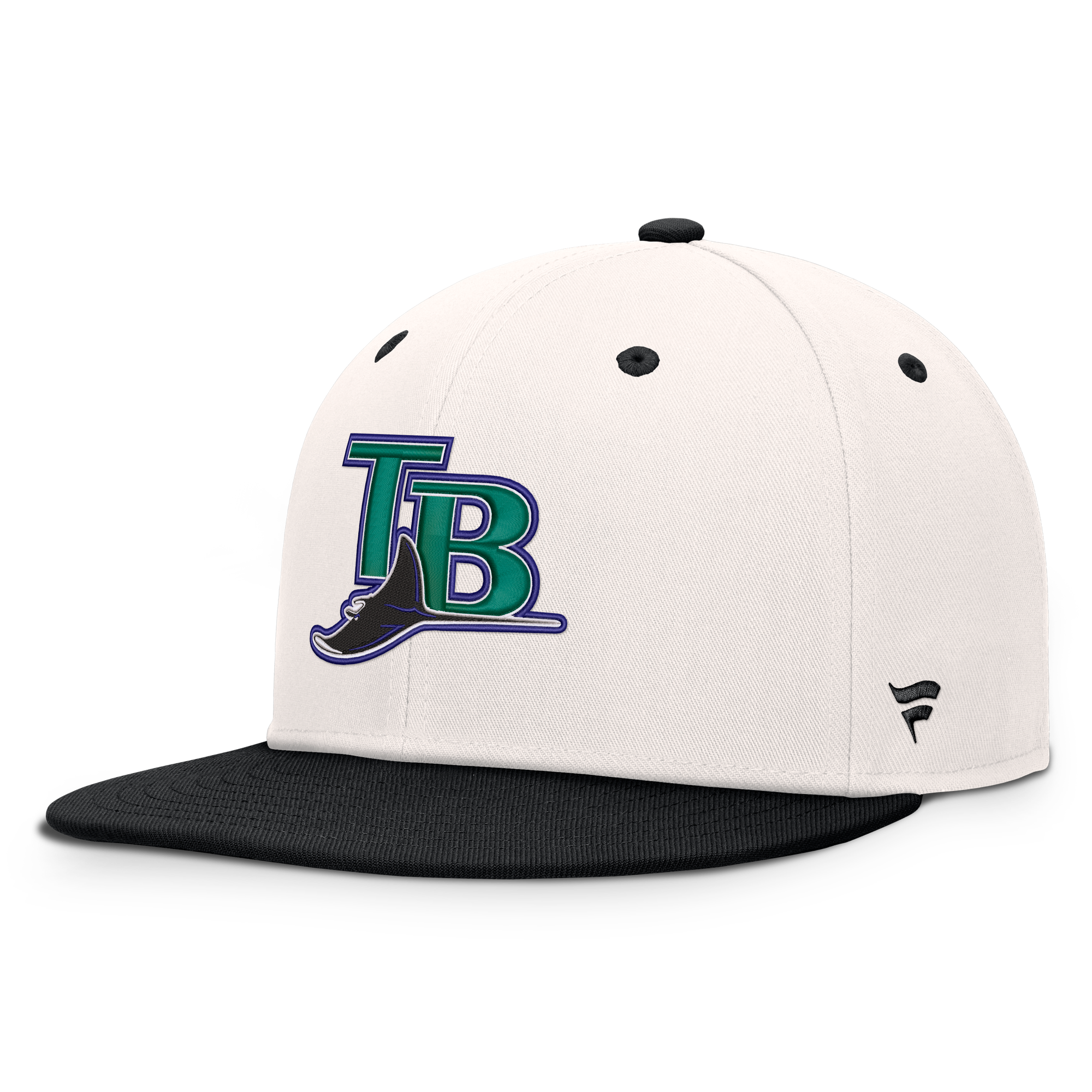Men's Fanatics  Cream/Black Tampa Bay Rays Heritage Ballpark Snapback Hat