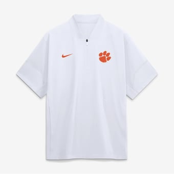Men's Nike White Clemson Tigers 2026 Sideline Short Sleeve Quarter-Zip Coaches Jacket