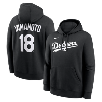 Men's Nike Yoshinobu Yamamoto Black Los Angeles Dodgers Name & Number Club Fleece Pullover Hoodie