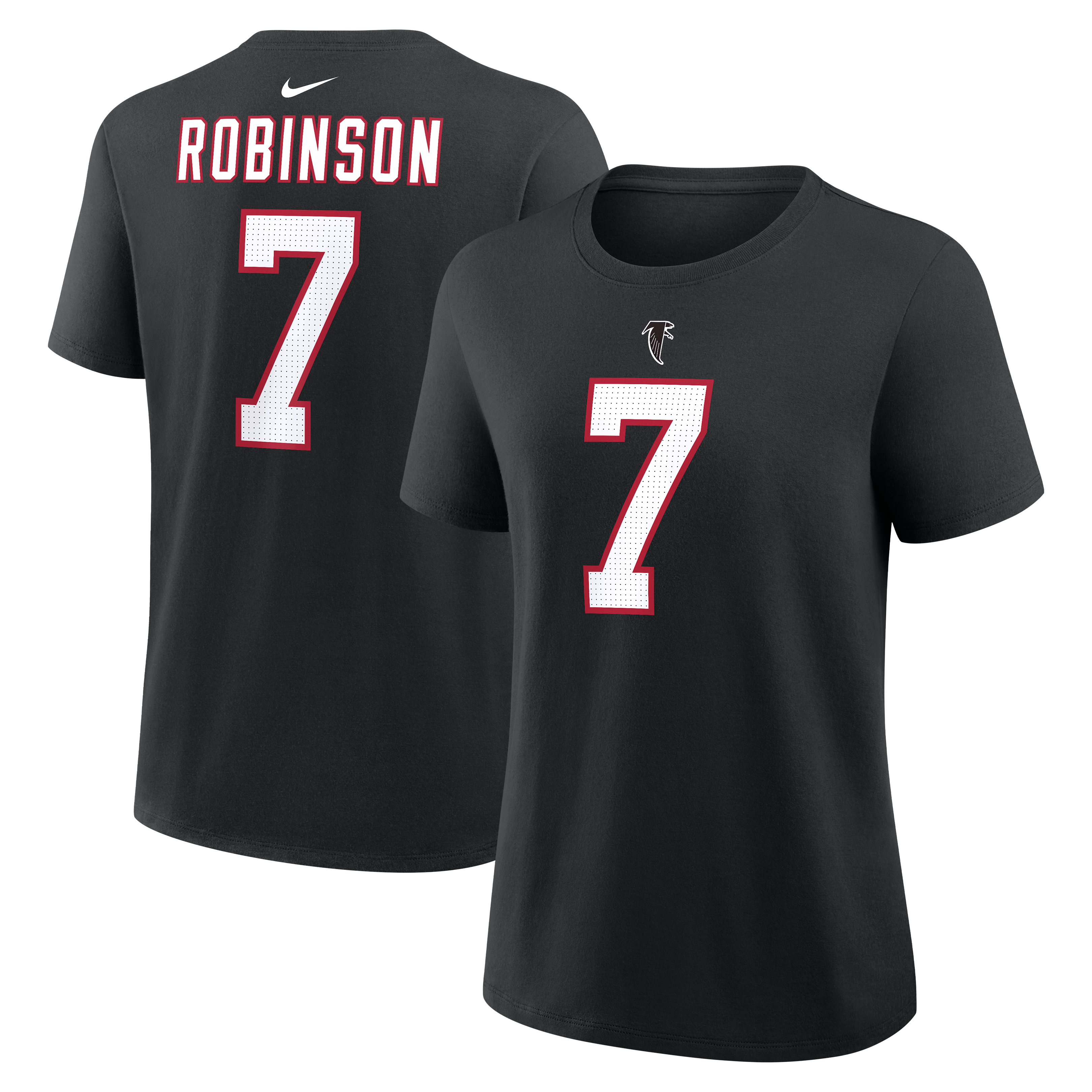 Women’s Nike Bijan Robinson Black Atlanta Falcons Name & Number T-Shirt Women’s Nike Bijan Robinson Black Atlanta Falcons Name & Number T-Shirt
