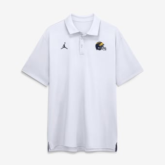 Men's Jordan Brand White Michigan Wolverines 2026 Sideline Tour Dri-FIT Polo