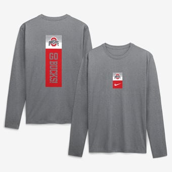 Men's Nike  Heather Gray Ohio State Buckeyes Double Stack Legend Dri-FIT Long Sleeve T-Shirt