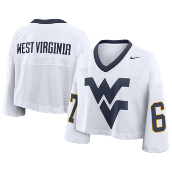 Women's Nike White West Virginia Mountaineers Oversized Logo Cropped Fashion Jersey