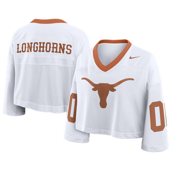 Women's Nike White Texas Longhorns Oversized Logo Cropped Fashion Jersey