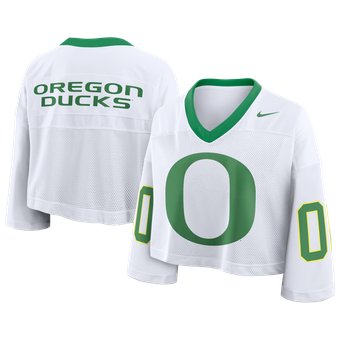 Women's Nike White Oregon Ducks Oversized Logo Cropped Fashion Jersey