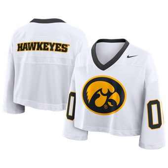 Women's Nike White Iowa Hawkeyes Oversized Logo Cropped Fashion Jersey
