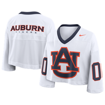 Women's Nike White Auburn Tigers Oversized Logo Cropped Fashion Jersey