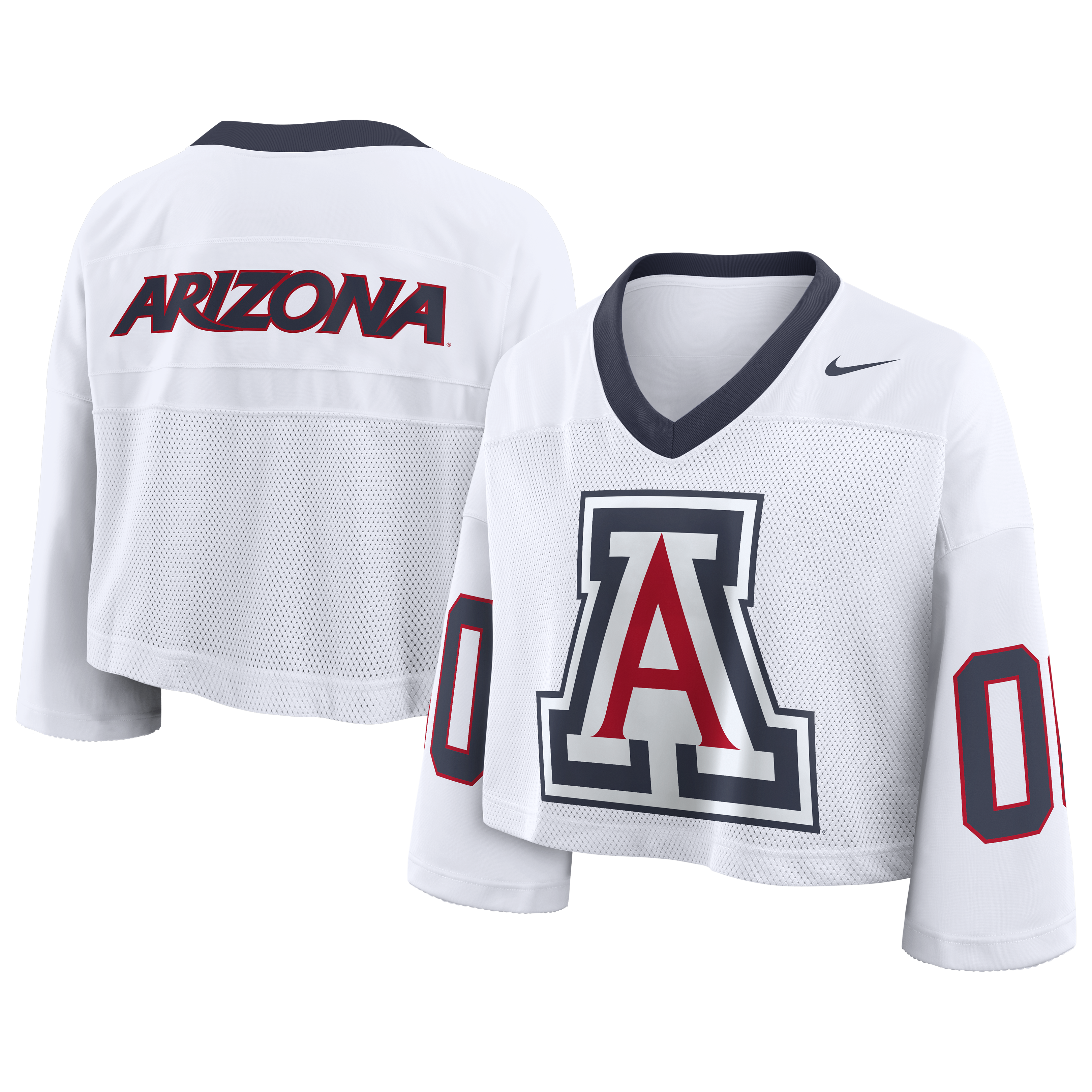 Women's Nike White Arizona Wildcats Oversized Logo Cropped Fashion Jersey