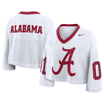 Women's Nike White Alabama Crimson Tide Oversized Logo Cropped Fashion Jersey