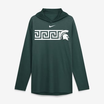 Men's Nike Green Michigan State Spartans Primetime Pattern Tri-Blend Dri-FIT Long Sleeve Hooded T-Shirt