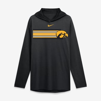 Men's Nike Black Iowa Hawkeyes Primetime Pattern Tri-Blend Dri-FIT Long Sleeve Hooded T-Shirt