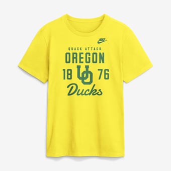 Men's Nike  Yellow Oregon Ducks Legacy Stacked Established T-Shirt