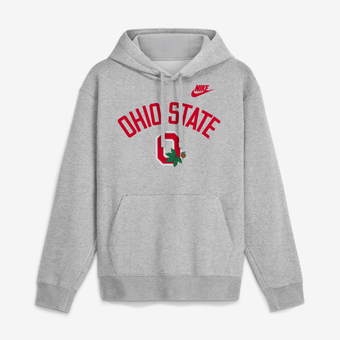 Men's Nike Heather Gray Ohio State Buckeyes Legacy Arch Club Hoodie