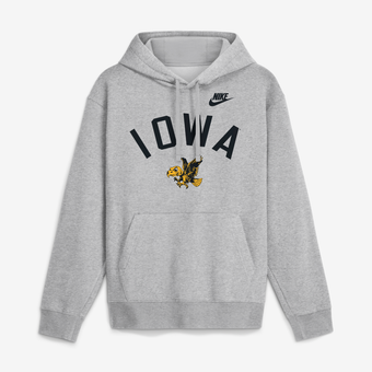 Men's Nike Heather Gray Iowa Hawkeyes Legacy Arch Club Hoodie