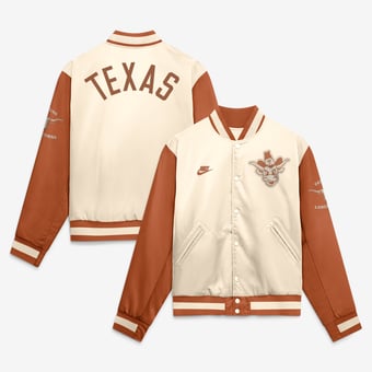 Men's Nike  Natural/Texas Orange Texas Longhorns Legacy Full-Snap Bomber Jacket