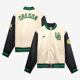 Men's Nike  Natural/Black Oregon Ducks Legacy Full-Snap Bomber Jacket