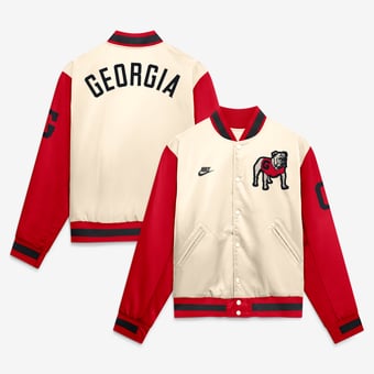 Men's Nike  Natural/Red Georgia Bulldogs Legacy Full-Snap Bomber Jacket