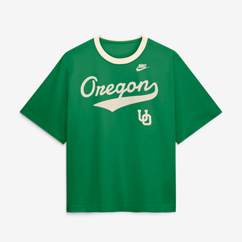 Women's Nike Green Oregon Ducks Legacy Fight Song Boxy T-Shirt