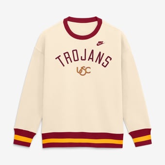 Women's Nike  Natural USC Trojans Oversized Legacy Arch Phoenix Sweatshirt