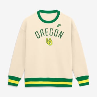 Women's Nike  Natural Oregon Ducks Oversized Legacy Arch Phoenix Sweatshirt