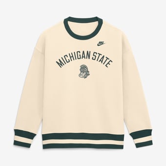 Women's Nike  Natural Michigan State Spartans Oversized Legacy Arch Phoenix Sweatshirt