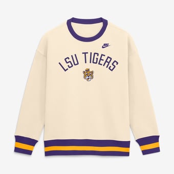 Women's Nike  Natural LSU Tigers Oversized Legacy Arch Phoenix Sweatshirt
