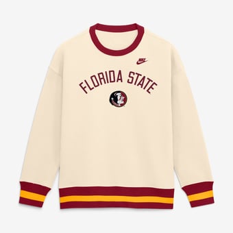 Women's Nike  Natural Florida State Seminoles Oversized Legacy Arch Phoenix Sweatshirt